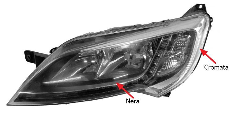 Articolo 01SRF - FARO SX 2H7 C/DRL LED C/MOT EL+CENTR FIAT DUCATO 14> CROM-NERA