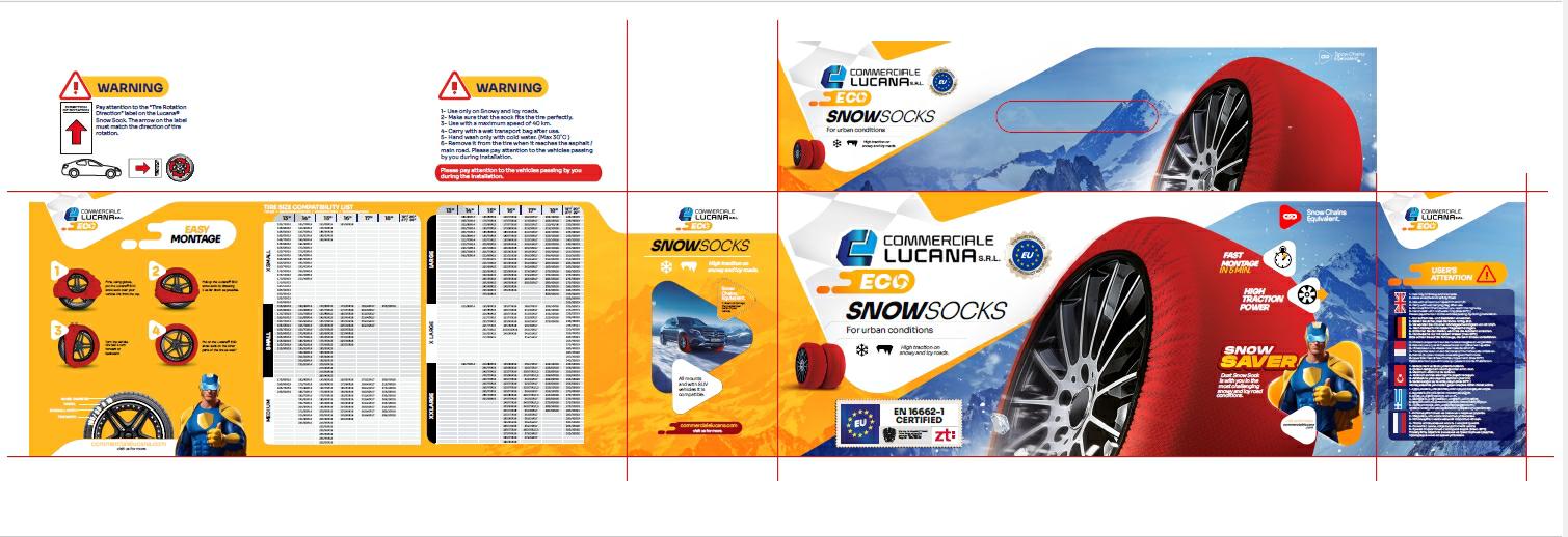 Articolo 29VY2 - CALZA DA NEVE FLIX MISURA XXL (250X43 CM) DIAMETRO 74 CM