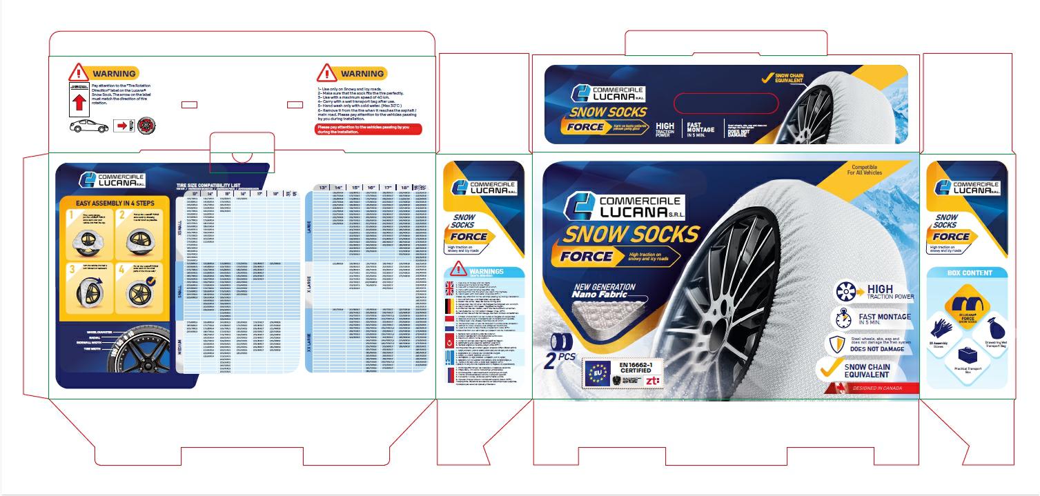 Articolo 84MN5 - CALZA DA NEVE FORCE  MISURA S (190X39 CM) DIAMETRO 58 CM