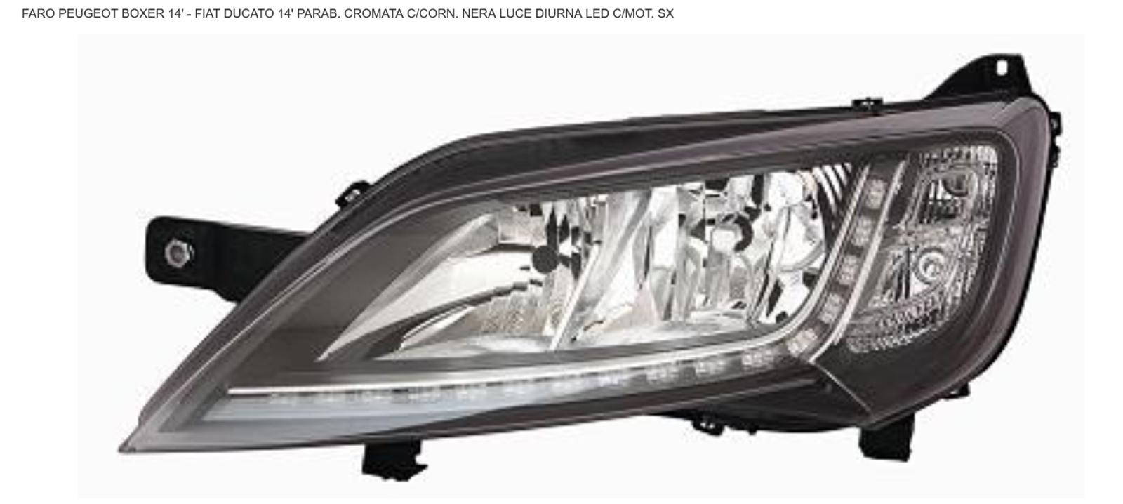 Articolo CZ606 - FARO SX 2H7 C/DRL LED  C/MOT EL PEUG BOXER 01/14> NERO-GRIGIO