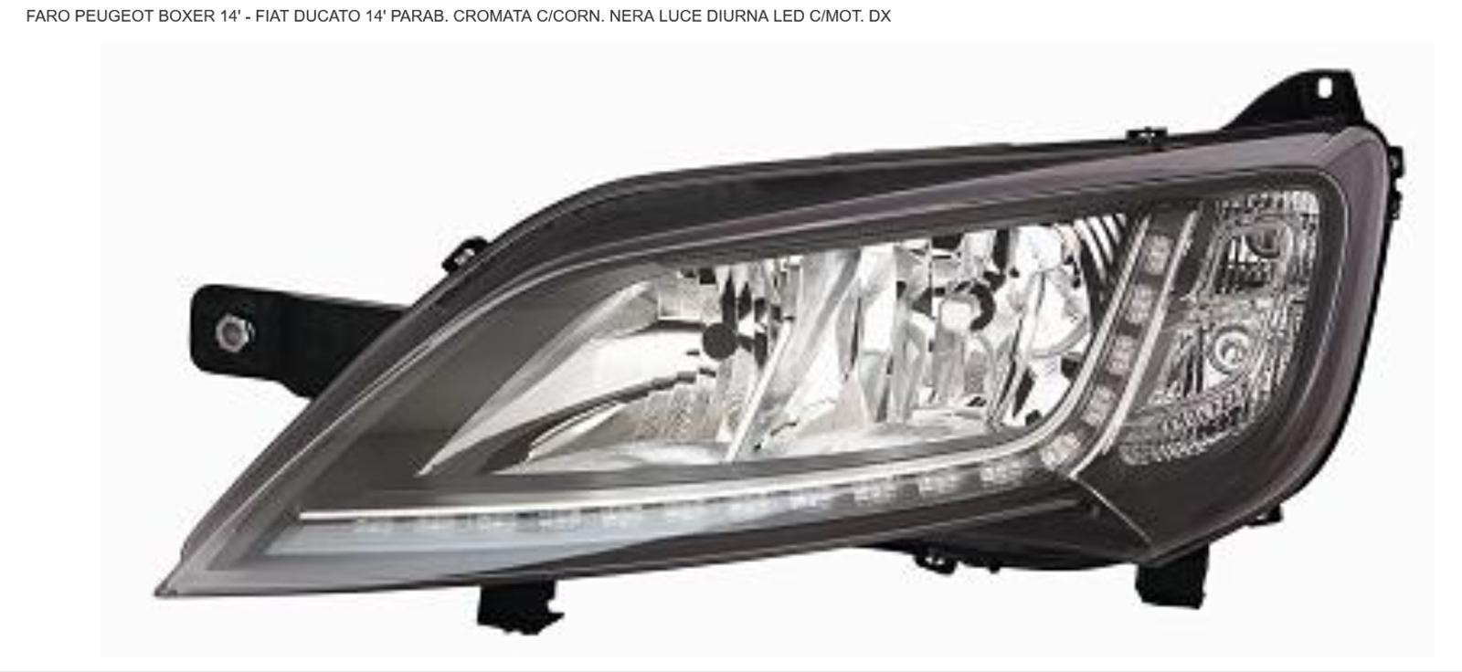 Articolo RSMV3 - FARO DX 2H7 C/DRL LED  C/MOT EL PEUG BOXER 01/14> NERO-GRIGIO